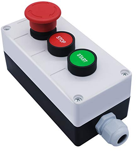 mxuteuk 1 NO Start 1 NC Stop Interruttore momentaneo Comando start-stop + 1NC Fungo rosso Arresto di emergenza Interruttore a scatto Scatola stazione Interruttori a pulsante HZ-JTSS