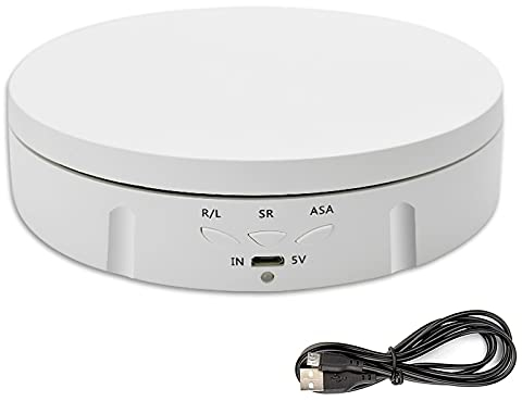 BSOMAM Piatto rotante elettrico rotondo a 360 gradi per video dal vivo, bianco