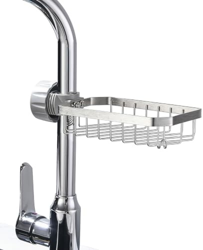BFDYY LONIN - Soporte para esponjas sobre el Grifo Organizador de Fregadero de Cocina, Estante Colgante Desmontable de Acero Inoxidable para baño, estropajos y jabón