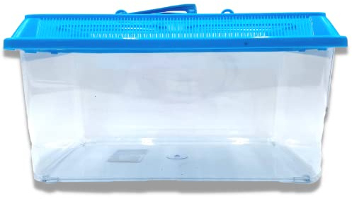 Needzo Hermit Crab Tank with Carrier Handles, Plastic Terrariums for Reptiles, Crabs, Lizards, and More, 12.5 inches