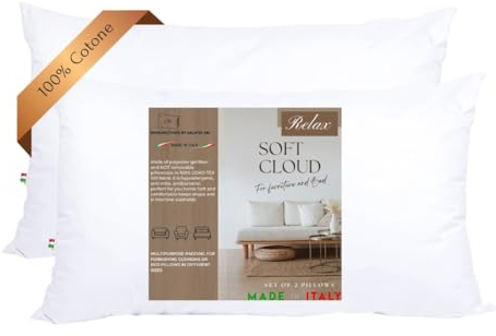 GM Soft Cloud Kissen für Bett 50x80 cm Kopfkissen 2er Set Innenkissen 100% Baumwolle hypoallergene und atmungsaktive frische Made in Italy