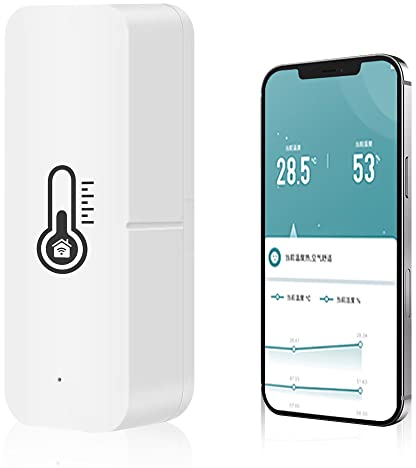Xreuctop Termometro wifi igrometro, termometro smart wlan e sensore di umidità con notifica app e archiviazione dati, per casa, ufficio, hotel, compatibile con Alexa, Google Home