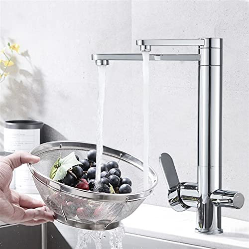 Robinet Robinets de filtre à eau Robinets de cuisine Mitigeur monté sur le pont à double poignée Rotation à 360 degrés Fonction de purification de l'eau Robinet de cuisine small gift