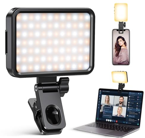 Coovee 84 LED Lampe Selfie, 3000-10000K 3 Modes de Lumiere Photo, 2000Mah Batteries, CRI 95+, Lumière Selfie avec Support de Téléphone, Lampe de Vidéoconférence pour iPhone, iPad, Laptop