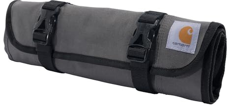 Carhartt 18 Pocket Utility Roll, Durable Water-Resistant Tool Organization Roll Bag, Essential Tool Roll (Gravel)