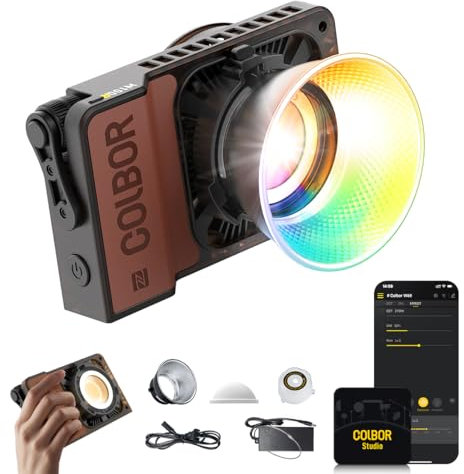 COLBOR Lampe Vidéo,Wonder W100R 100W RGB Éclairage Continu Portable 345g Contrôle APP avec DC/Type C pour Tournage Intérieur et Extérieur Interview Live Streaming, Lumière-Vidéo-LED-Photographie-Lampe