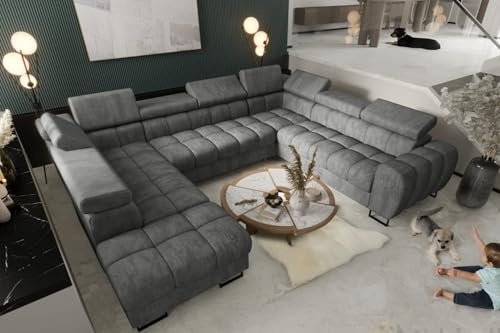 Friderik Hörnsoffa Aspen MAX I 265 x 350 x 225 cm U-form sovfunktion, två sänglåda (grå, vänster)