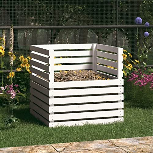 Compostiera bianca 80 x 80 x 78 cm in legno massello di pino, prato e giardino, giardinaggio, compostaggio, compostaggio