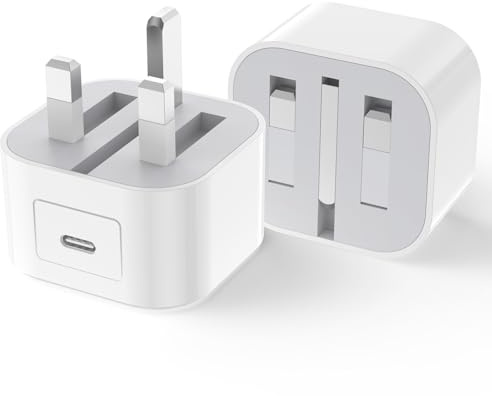 2 Pack USB C Plug Fast Charge【MFI Certified】20W Folding USB-C adapter for i Phone 17 16/15/14/13/12/11/X,iPad, AirPods Pro, Type C-Adapter Fast USB c Charger UK Adapter