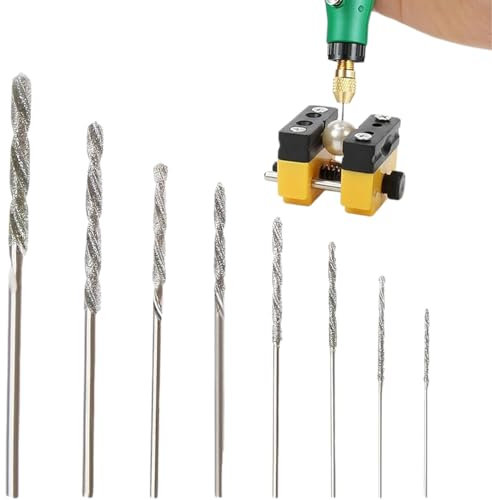 YAYNO 8 pezzi punte da trapano strumenti punte elicoidali punte diamantate, dimensioni da 0,8 mm a 3,0 mm, ideali per vetro, metallo, conchiglie, giada e perline