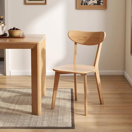 NMVAWIPT Esszimmerstuhl Aus Massiver Eiche Mit Geschwungener Rückenlehne – Moderne Küche(Oak,1)