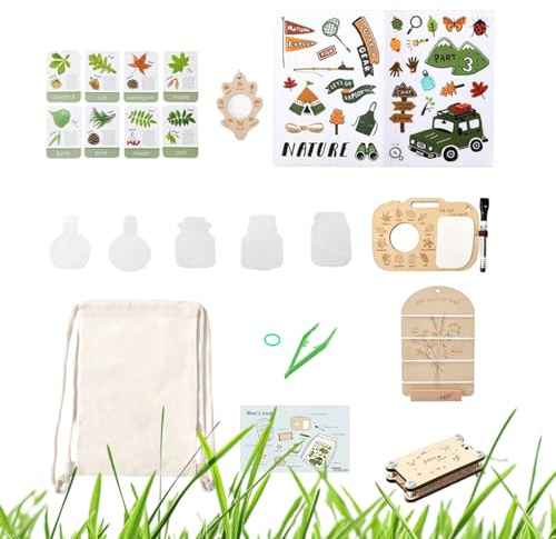 Kit de Aventuras en la Naturaleza para Niños | Juego de Microscopio Botánico - Equipo para Exploración Al Aire Libre | para Adolescentes, Estudiantes, Escuela, Cumpleaños, Jardín y Patio