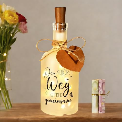 HuaMuDM LED Flaschenlicht Hochzeit,Flaschenlicht Hochzeit Geldgeschenk | Leuchtflasche für Brautpaar Frisch Verliebte,Hochzeitsgeschenke Geld Leuchtflasche,Personalisiert Hochzeitskasse Spardose