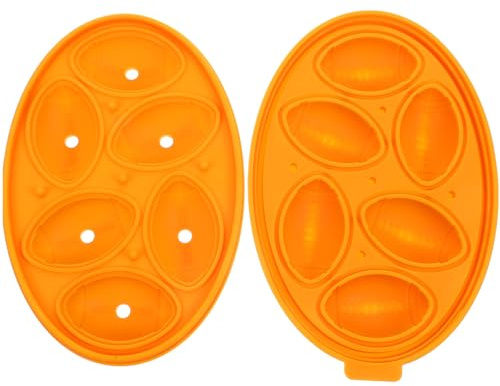 GATHINESS Stampo per Ghiaccio in Silicone Giallo a 6 Cavità Forma di Palla da Rugby, Vassoio di Ghiaccio Riutilizzabile per Frigorifero Domestico