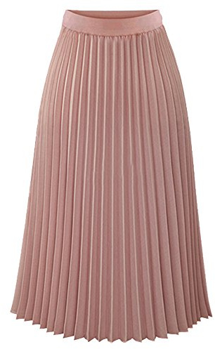 TEERFU Womens Ladies Summer Boho Pleated Skirt Casual Chiffon High Waist Elastic A-line Midi Long Skirts