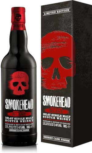 SMOKEHEAD SHERRY BOMB - Islay Single Malt Scotch Whisky - Rauchig - Süße Noten von gegrillter Banane, würzigen Sultaninen und getrockneten Früchten - 48 % vol. - 0,7l