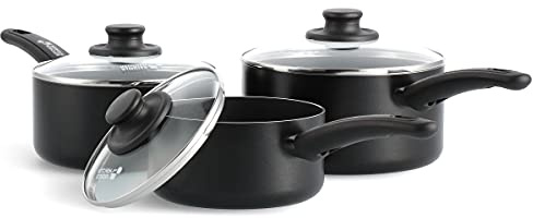 Kitchen Stories CC002623-001 Searsmart Non-Stick 3-Piece Saucepan Set 16 cm, 18 cm and 20 cm, Aluminium