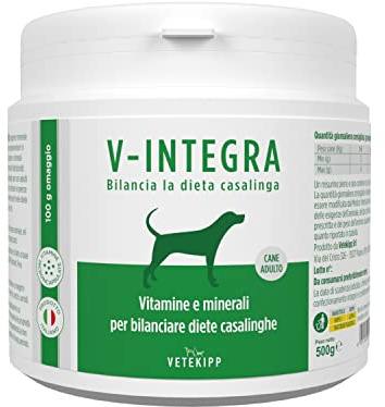 Adult Dog - Komplett kosttillskott rikt på vitaminer och mineraler, för hundens hemmadiet och BARF - 500g - Tillverkat i Italien