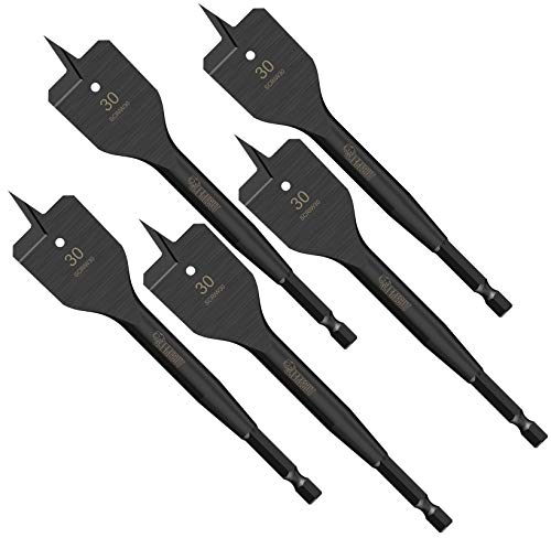 SabreCut SCRIW30_5 Lot de 5 mèches plates à bois résistantes aux chocs 30 mm x 152 mm pour Bosch, Dewalt, Makita, Milwaukee et bien d'autres