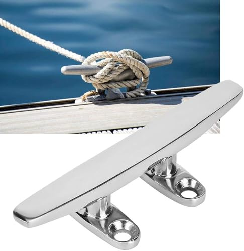 DEWIN Bootsklampe Anlegeklampen 125mm Marine Boat Dock Deck Klampe Edelstahl Flat Top Base Low Cleat für Marine Yacht