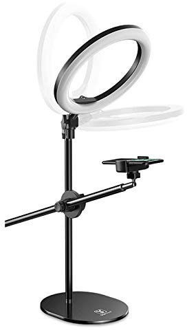 XUMI Anillo de luz de 10 Pulgadas Trípode de Mesa Flexible con Soporte para Celular, Soporte monopie Ajustable de Mesa con rotación de 360° para grabación de Video de Vlog Photo Cooking
