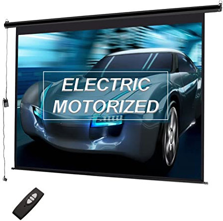INMOZATA 4:3 HD Projector Screen 84inch Electric Projector Screen with Remote Control Foldable Motorised Projection Screen for Home School Theater Cinema Indoor Outdoor Projector Movie Screen(84inch)