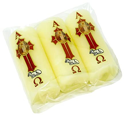 ValuueMax Paschal Candle, 3 Pack, Yellow Wax, 3 Inch Tall #VM-75014