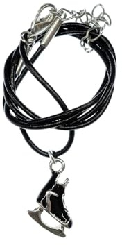 Miniblings Schlittschuh Eislaufen Halskette - Handmade Modeschmuck I Kette mit Anhänger - Eishockey Hockey Eiskunstlauf schwarz Lederkette Leder