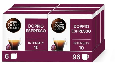 Nescafé Dolce Gusto Double Espresso - Café - 96 Capsules (Lot de 6 boîtes). | Café Capsules , Compatible avec Toutes les Machines à Café DG hors NEO , Espresso long aux notes fruitées