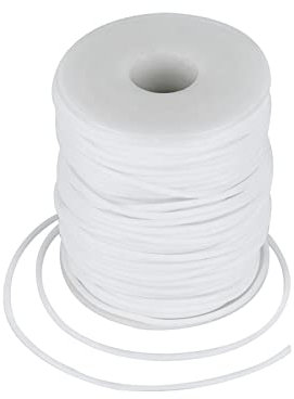 Craftdady Tubo hueco de 50 m de PVC con cordón de goma envuelto alrededor para alambre de memoria, collar, pulsera, tejido, color blanco