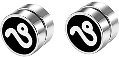 OAKKY Unisex Stainless Steel 8mm 12 Constellation Zodiac Sign Punk Fake Plugs No Piercing Clip On Stud Earrings Black Leo