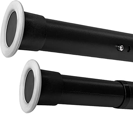 Teleskopstange ohne Bohren Duschvorhangstange Gardinenstange Ausziehbare Klemmstange aus Edelstahl Vorhangstange für Bad Kleiderschrank Vorhang Balkon Schrank Ø32mm(Schwarz, 310-360cm)