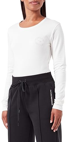 Emporio Armani Maglietta da Donna con Logo Essential Studs, Pale Cream, L