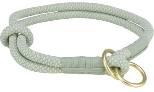 TRIXIE Soft Rep Drag-Stopp Halsband Storlek L: Halsomkrets 50 cm/13 mm i salvia – steglöst justerbart hundhalsband av vävt rep för hundar, enkel stängning – 1984716