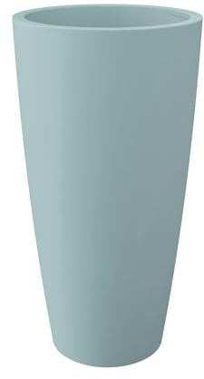 Nicoli Hohe Vase im Stil 38 x 85 cm für Innen- und Außenbereich, abnehmbarer Untersetzer (cm 38 x 85 h, grau) | Pflanzgefäß für drinnen und draußen, stoßfest, wetterfest, dekorativer Übertopf für Haus, Terrasse, Grau