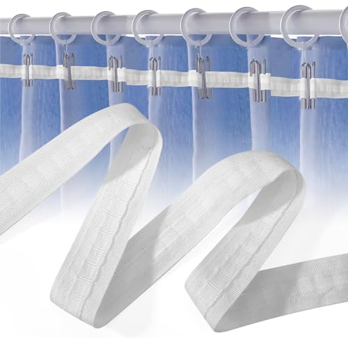 Gardinenband Kräuselband 30M*2.5cm Faltenband Falten Universalband Vorhangband Polyester Reihband Vorhang für Fenstervorhang Türvorhang Weiß