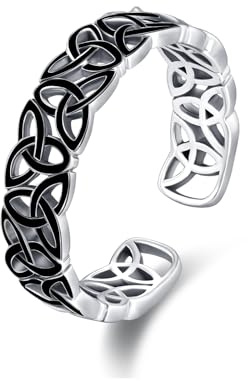 Keltischer Knoten Ringe Herren,925 Sterling Silber Keltischer Knoten Verstellbar Offener Ring für Damen Keltischer Schmuck Punk Ringe Valentinstag Keltischer Daumenring Mädchen Spiraler