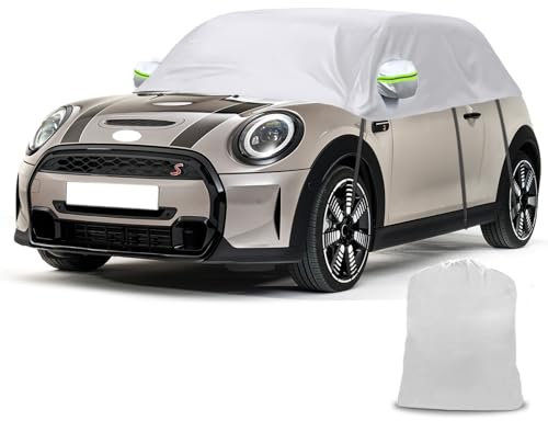 Half Car Cover Replace for Mini Cooper 3 Door 2000-2024, Custom-Fit Soft Top Roof Protector Car Cover, Half Garage with Straps UV Resistant Half Cover All Weather Outdoor Indoor