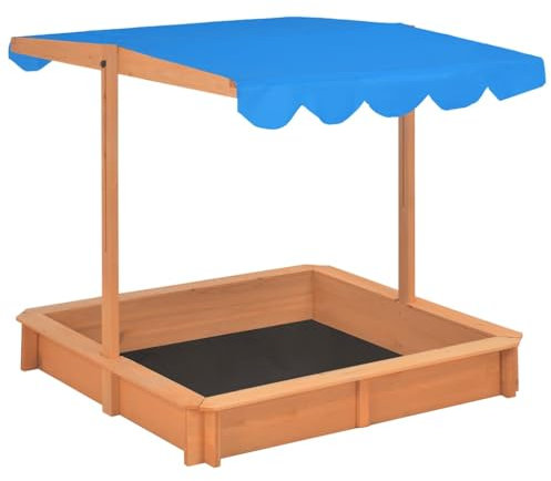 Générique Bac à Sable avec Toit réglable Bois de Sapin 115x115x115 cm,Jeux & Jouets,Jeux de Plein air,Bacs à Sable,7.6 kg,Bleu,316473