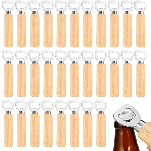 SVUPUE 30 Stück Flaschenöffner Holz, Bieröffner, Flaschenöffner mit Holzgriff Holz, Geschenk für Männer und Bierliebhaber
