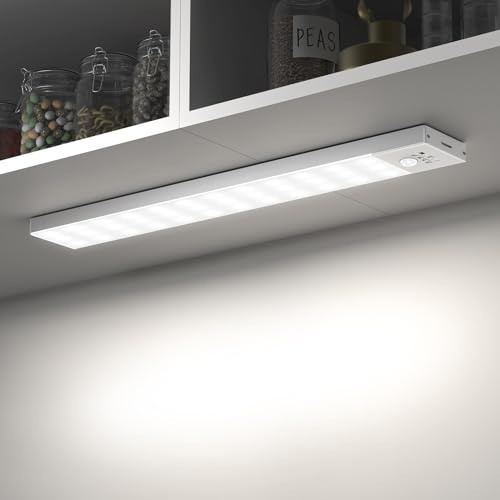 Unterbauleuchte Küche LED Schrankbeleuchtung 2Stück USB Nachtlicht mit Bewegungsmelder Innen Batterie Akku Schranklicht Leiste Klebeleuchte Küchen Unterbauleuchten für Vitrinen,Unterschrank,Treppe,RV