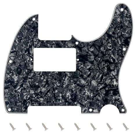 Banworks 4-lagige E-Gitarren-Pickguard 8-Loch HS/HH Amerikanisches TL-Pickguard | Elektrische Gitarren-Scratchplatte für USA/Mexikanische Fender Modern Style Standard Tele Telecaster JT/HB-04 Schwarz Perle