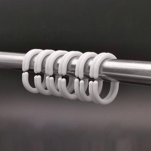 12 ganci ad anello per tenda da doccia, in plastica resistente, ganci per guida a forma di C