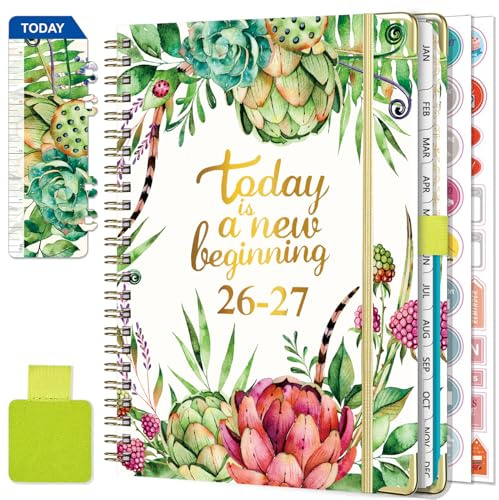 Diary 2025 Week to View A5 Academic Diary January-December 2025 (12 Months) Planner with Self-adhesive pen loop, Ruler Bookmark & Stickers