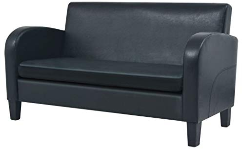 Homgoday 2-Sitzer-Sofa Sofa Couch Moderne Relaxsofa Loungesofa Relaxcouch Doppelsofa Loveseat Liegesofa Sofa Sitzmöbel für Wohnzimmer, Schlafzimmer Kunstleder Schwarz