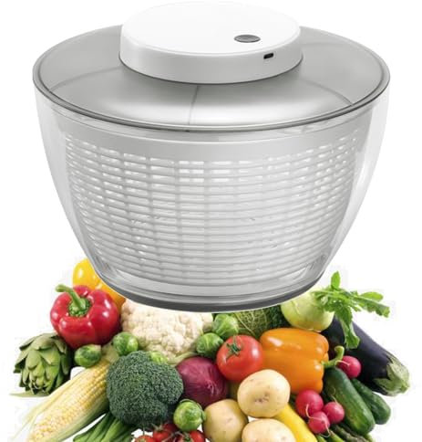 WSGDSG Centrifuga per Insalata Elettrica da 4,5 l/6 l, Ricaricabile Tramite USB, Essiccazione Rapida delle Verdure, Pulitore per Lattuga da Cucina, Essiccatore per Insalata(Size:6L)