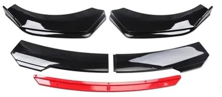 Auto-Frontspoiler Auto Universal Gloss Black Red Tongue Front Bumper Lip Chin Spoiler Splitter Diffuser Body Kit Trim Protector Front Spoiler Lippe(B-Black)