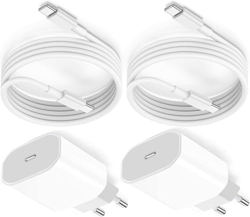 Lot de 2 adaptateurs USB C pour iPhone17/16/15 avec câble de 60 W 2M type C vers type C, chargeur iPhone blanc pour iPhone17/iPhone16/iPhone 15 Pro MAX/MacBook/iPad/Samsung Glaxy S26/S25/S24