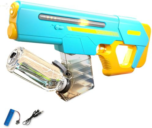 Wasserpistole Elektrisch Mit Led, Wasserpistole Elektrisch Sehr Stark 650 Ml Große Kapazität, Automatische Wasserpistole Schussweite 7,6–10 M, Wasserspritzpistole Für Kinder Erwachsene (A)