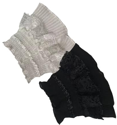 B-HOT 2 Paar Handgelenkmanschetten aus Spitze, abnehmbares Armband, elegante Armwärmer, Armstulpen, für Hochzeit, Party, weiß / schwarz, One size